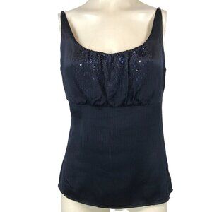 CLASSIQUES ENTIER - WOMEN'S SMALL -DARK BLUE ROUND NECK SEQUIN BABYDOLL TANK